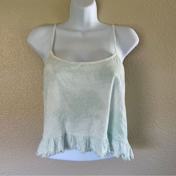 NWT American Eagle Tie Dye Cropped Ruffled Tank Top Mint Green Size Large - Picture 2 of 11